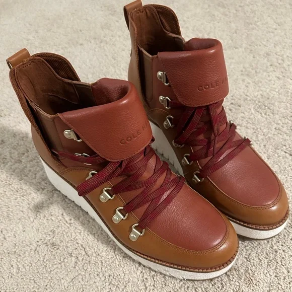 Cole Haan | Shoes | Cole Haan Womens Tan Laceup Boots | Poshmark display picture 1